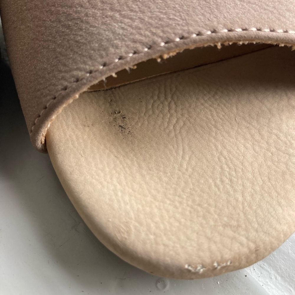 Natural Soul Dedee Brown Slide Sandal Womens 10 Faux Leather Open Toe Bl… - Picture 3 of 11